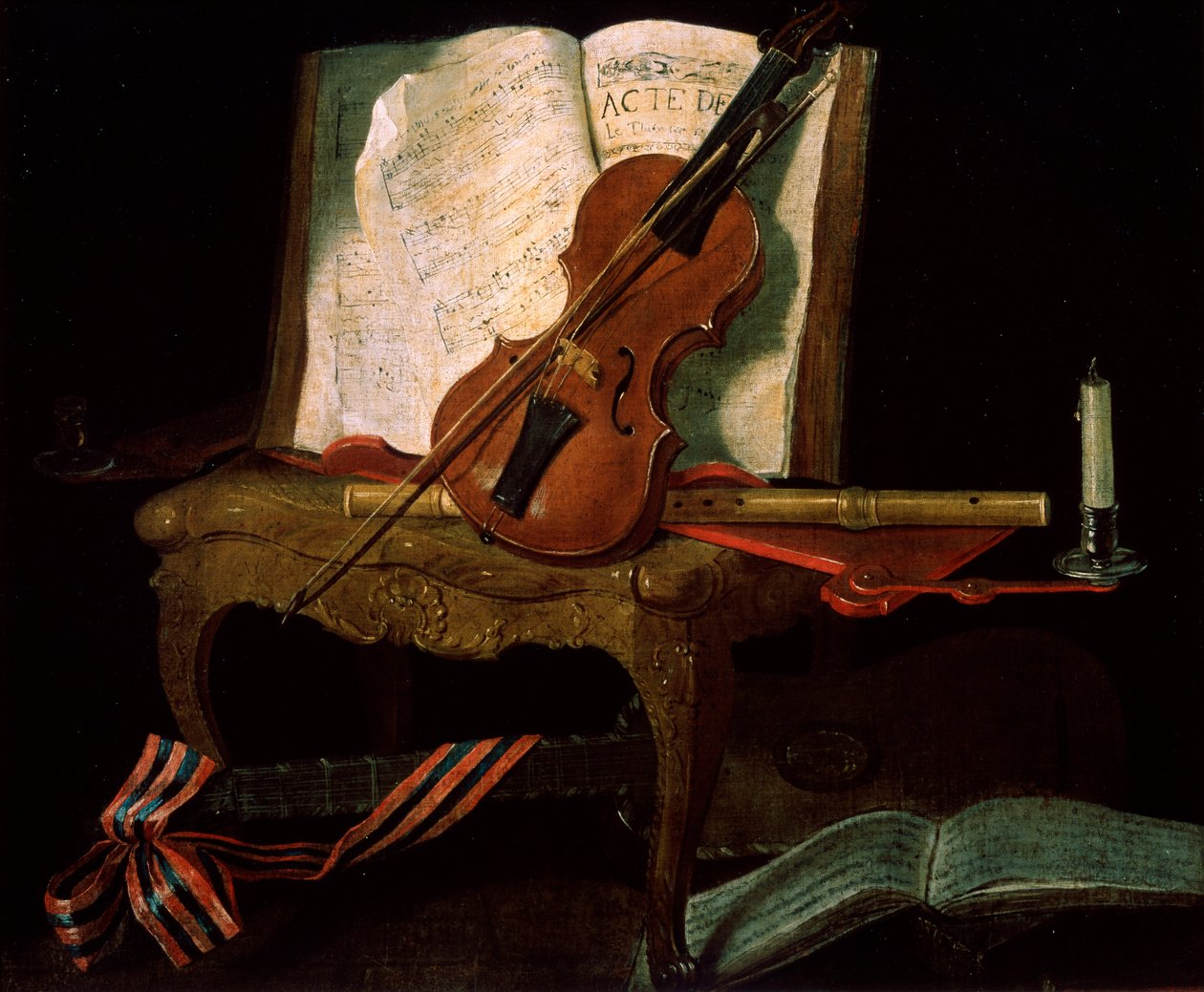 Stilleben med fiolin, 1800-tallet av Pierre Justin Ouvrie