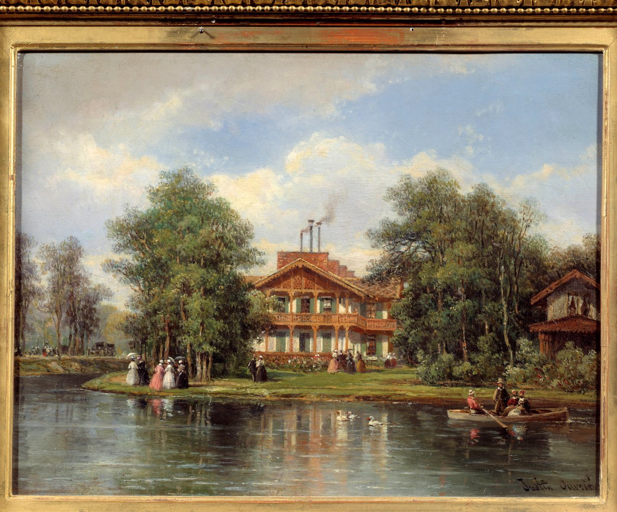 Chalet av den gule døren, restaurant på Bois de Vincennes. Maleri av Justin Ovrie (1806 - 1879) av Pierre Justin Ouvrie