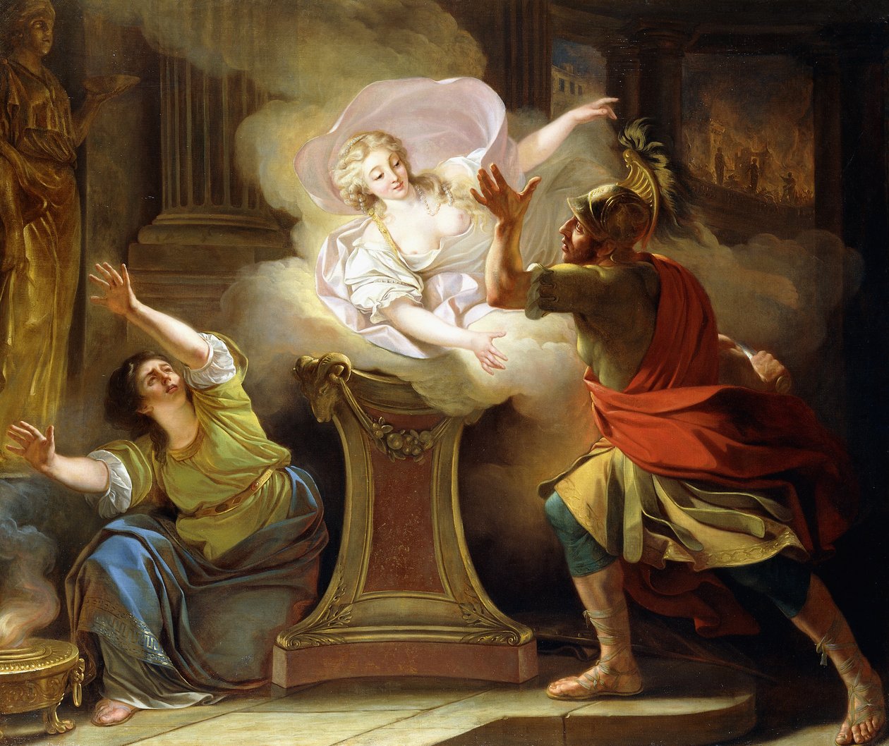 Aeneas forfølger Helen i Vesta-tempelet, av Pierre Lacour