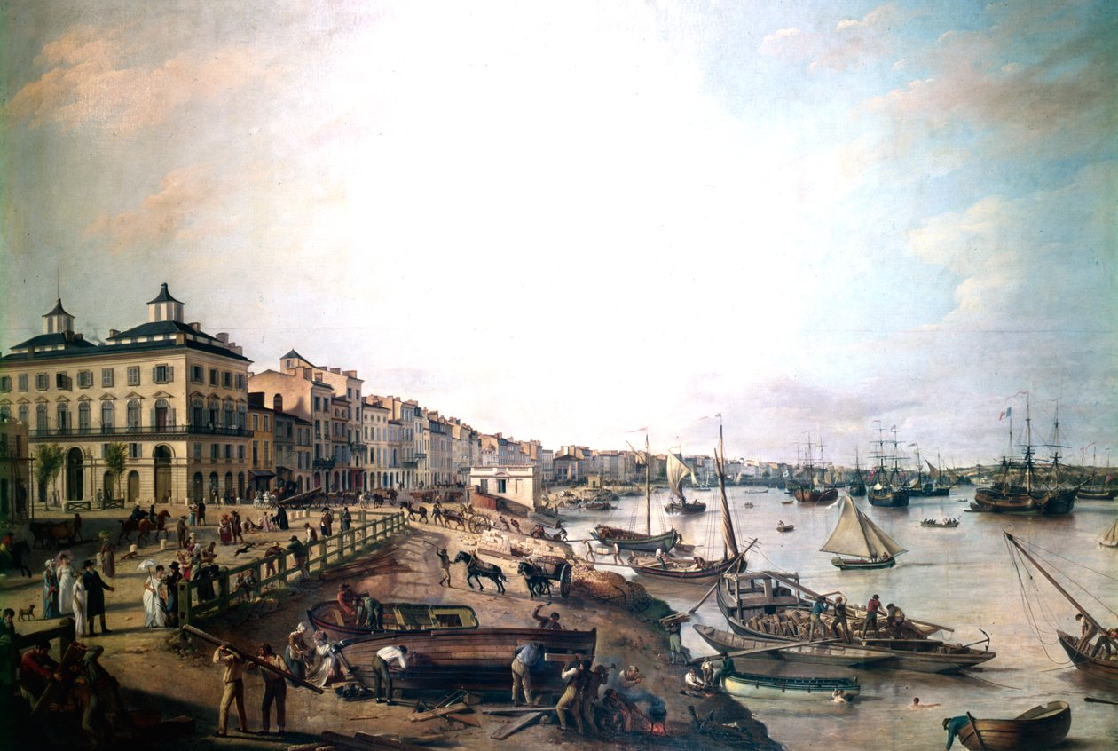 Havnen i Bordeaux, Frankrike, 1804 av Pierre Lacour the Elder