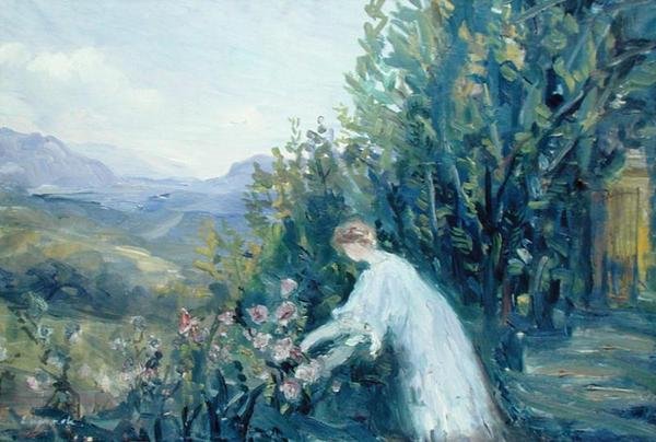 Woman in a Garden, ca. 1909-10 (olje på lerret) av Pierre Laprade