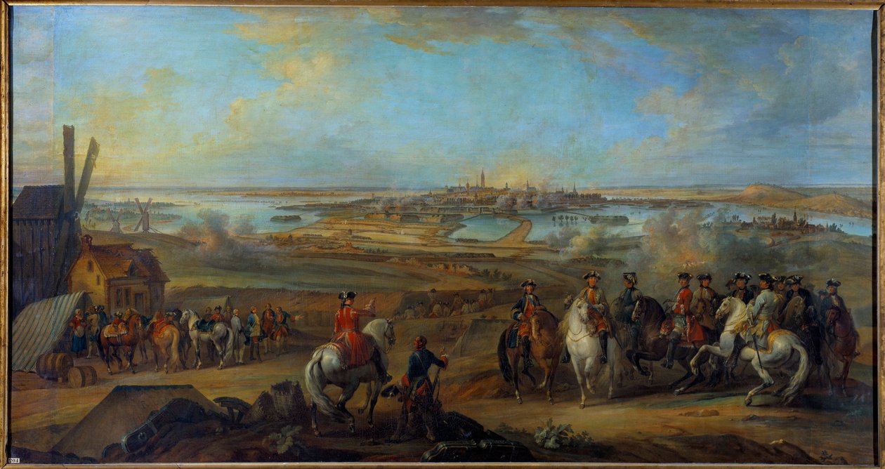 Campaign of Flanders (1745-1747): "" Kong Ludvig XV (1710-1774) ved setet til Mons i Hainaut i juli 1746"" Maleri av Pierre Nicolas Lenfant (1704-1787) 1700-talls søn. 1,77x3,35 m av Pierre Lenfant