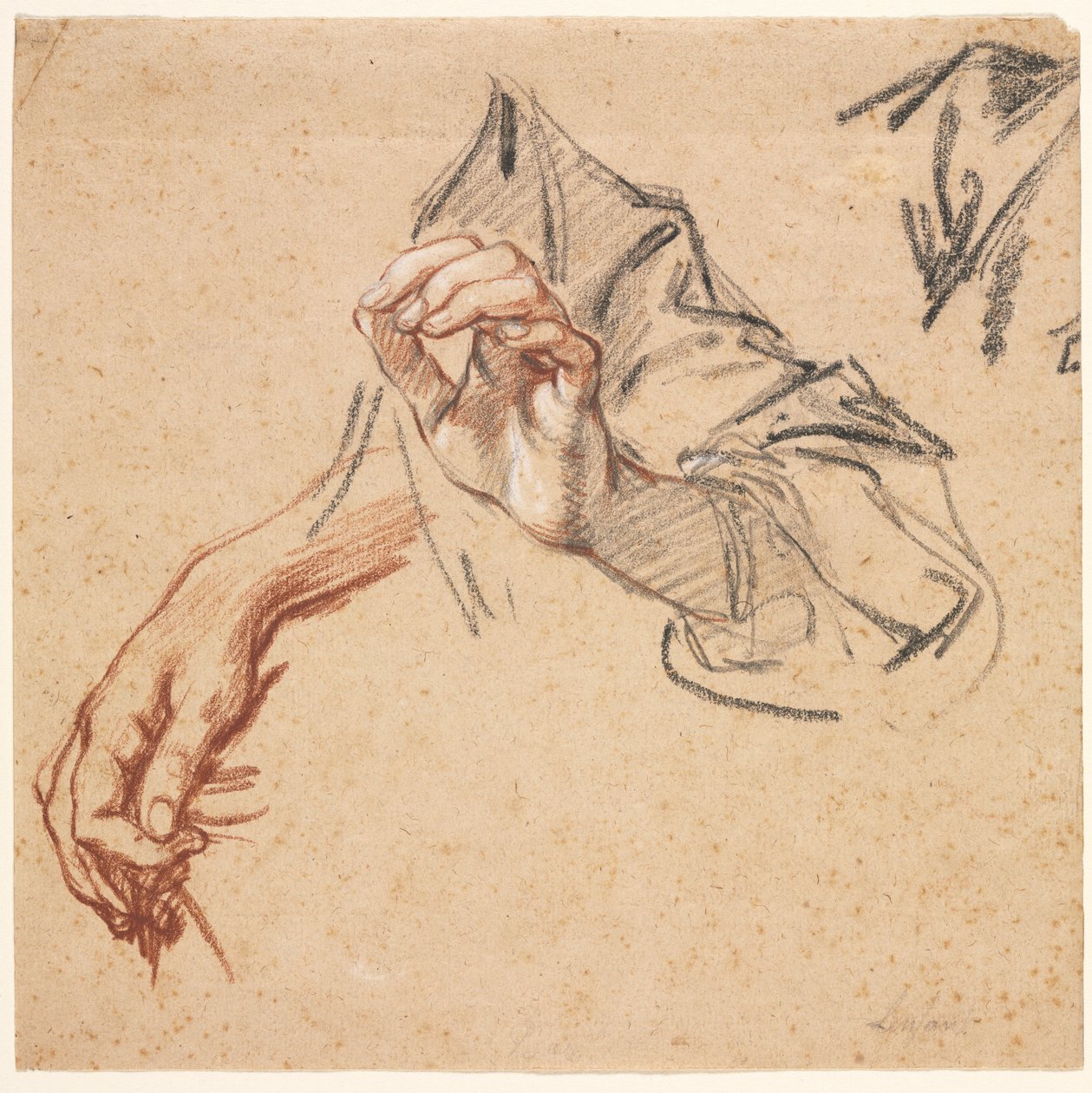 Study of Hands recto, Sketch of a Hand verso, 1700-tallet. av Pierre Lenfant