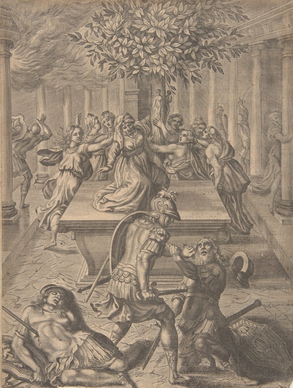 Sekken med Troy-Pyrrhus som drepte Priam, før 1654. av Pierre Lombart