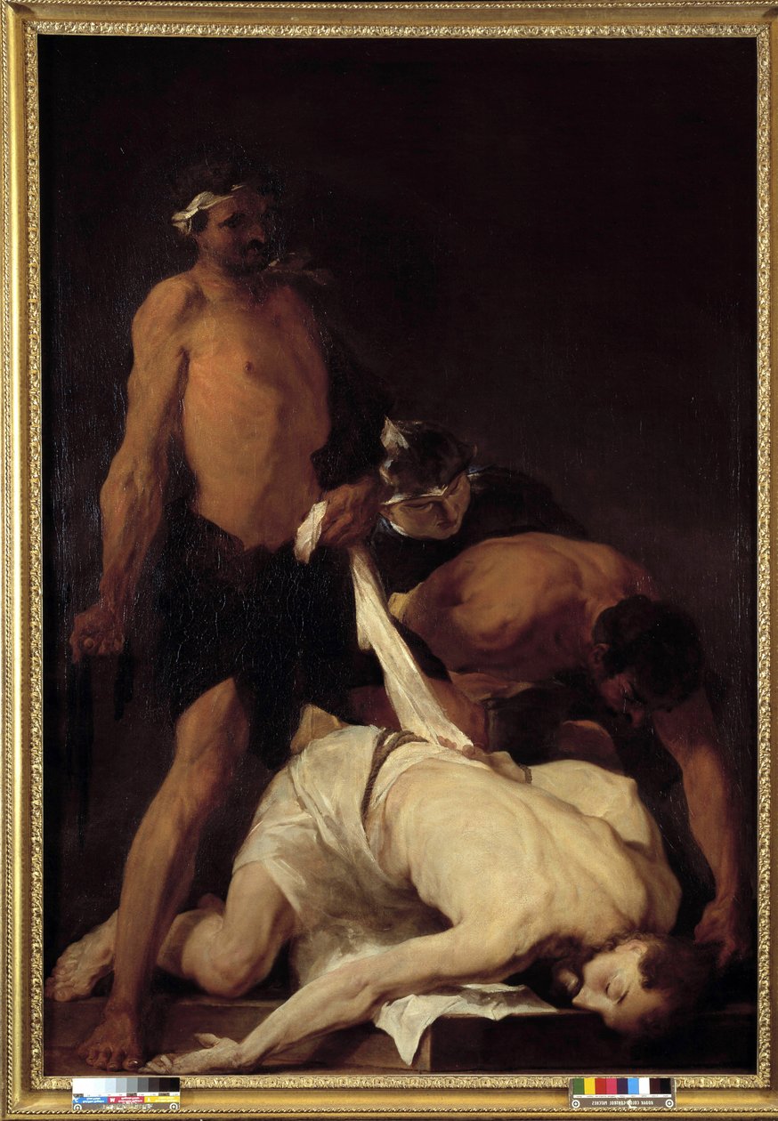 Kristus besvimte etter piskingen (olje på lerret) av Pierre Louis Cretey or Cretet