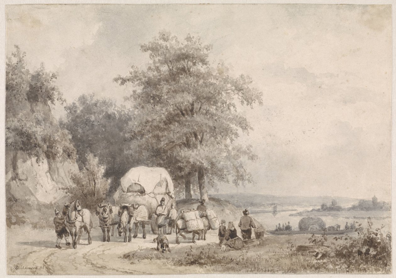 Landskap med høstmann av Pierre Louis Dubourcq