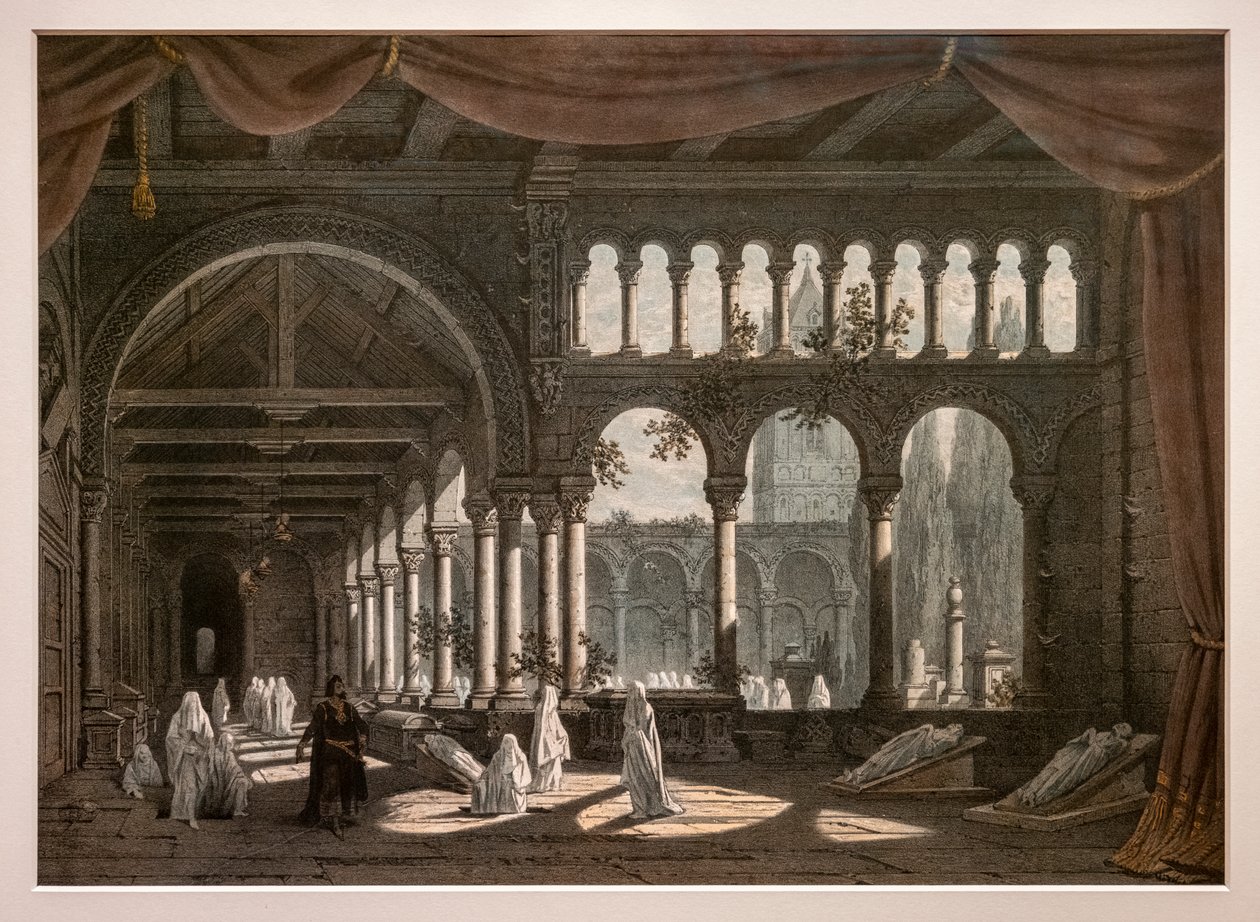 Robert the Devil, dekorasjoner for det andre maleriet av Act III. 1831. Litografi av Pierre Luc Charles Ciceri