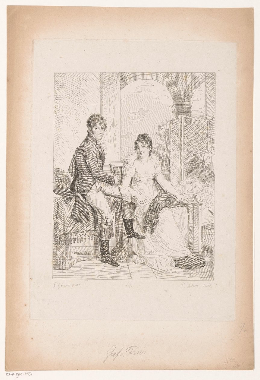 Portrett av Moritz von Fries og hans kone Samling av historiske portretter av Baron Gérard (serietittel) Samling av portretter Historiques de Mr. le Baron Gerard (serietittel) av Pierre Michel Adam