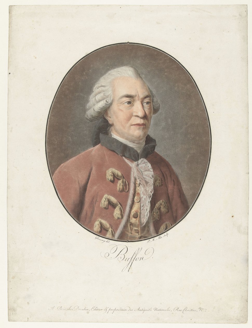 Portrett av Georges Louis Leclerc graaf van Buffon Buffon (tittel på objekt) Collection of Great Men (serietittel) av Pierre Michel Alix