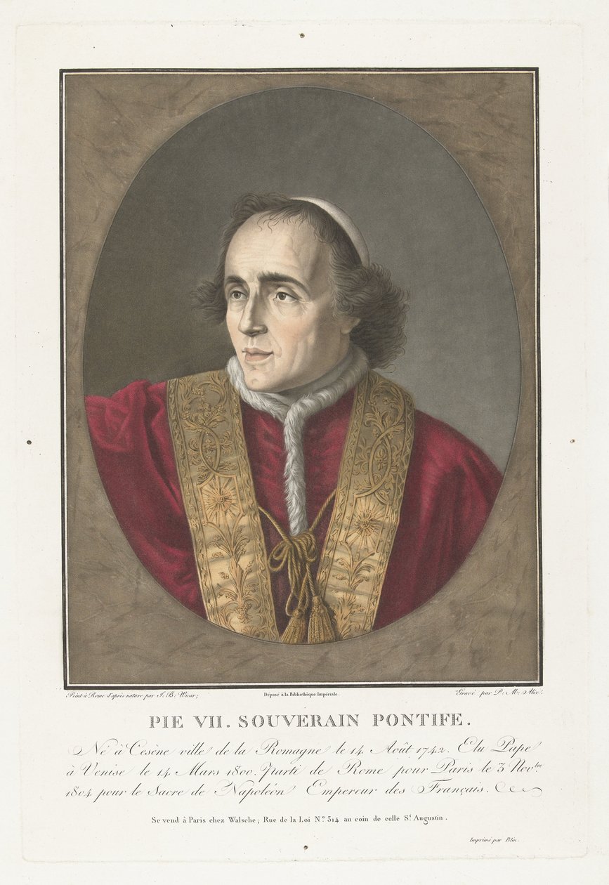 Portrett van Paus Pius VII Pius VII. suveren pontiff (tittel på objekt) av Pierre Michel Alix