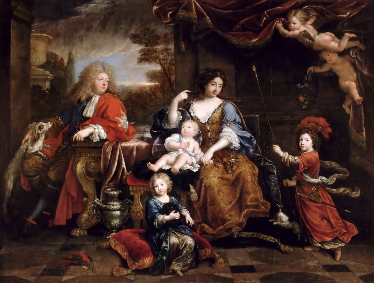 Louis av Frankrike, Grand Dauphin 1661-1711, med sin familie av Pierre Mignard