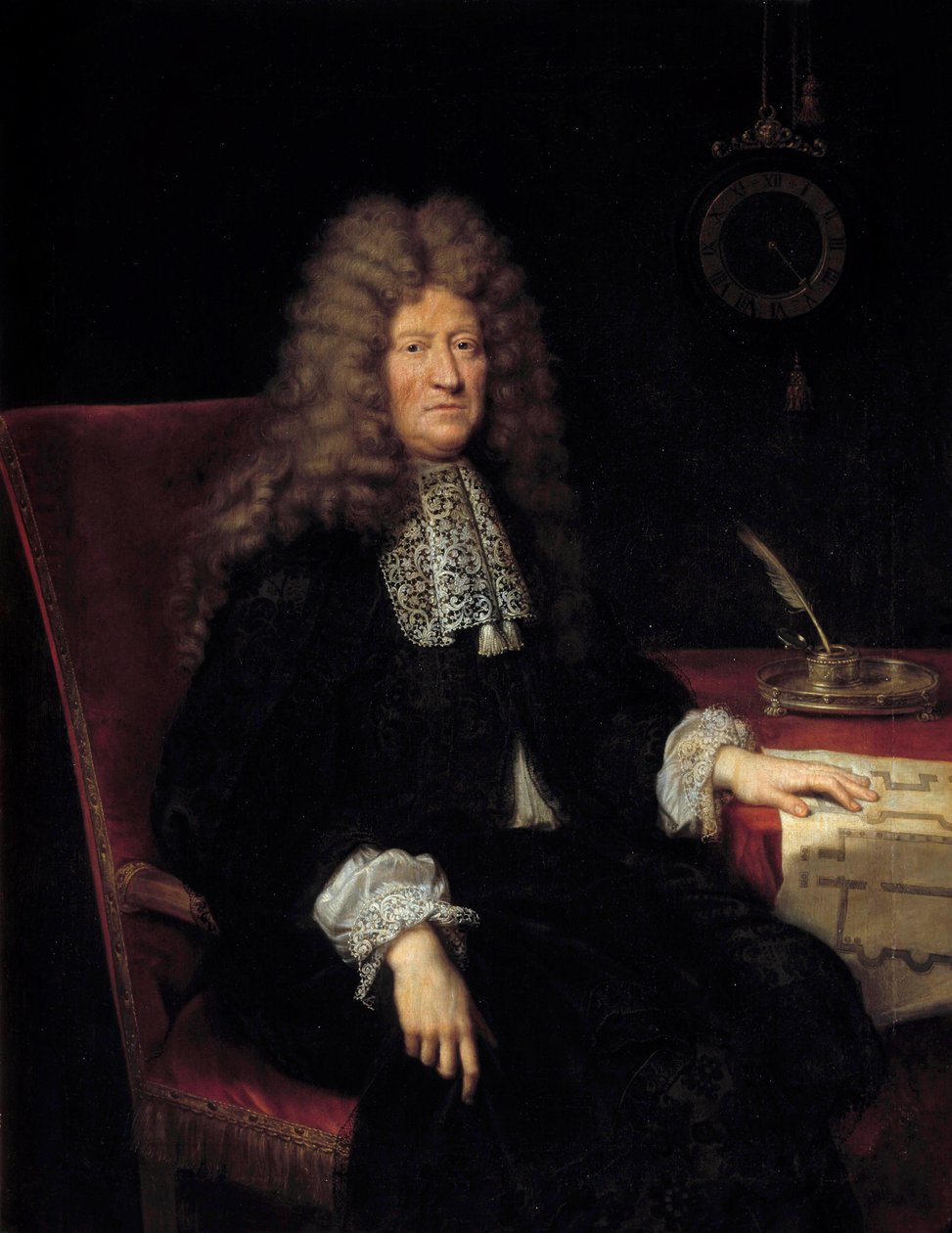 Portrett av Edouard Colbert, Marquis de Villacerf (1628-1699) Superintendent for bygningene til kong Louis XIV Maleri av Pierre Mignard (1612-1695) 1698 Søn. 1,63x1,28 m - Portrett av Edouard Colbert, Marquis de Villacerf (1628-1699), superintendent for av Pierre Mignard