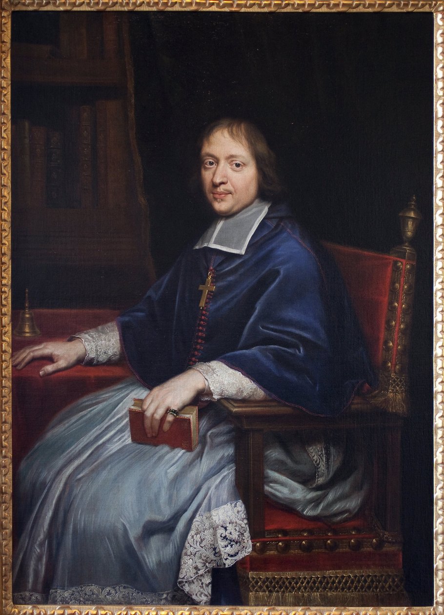 Portrett av Jacques Benigne (Jacques-Benigne) Bossuet (1627-1704), under hans første utnevnelse som eveque for Condom (Gers), i biblioteket hans. Maleri av Pierre Mignard (1612-1695), olje på lerret av Pierre Mignard