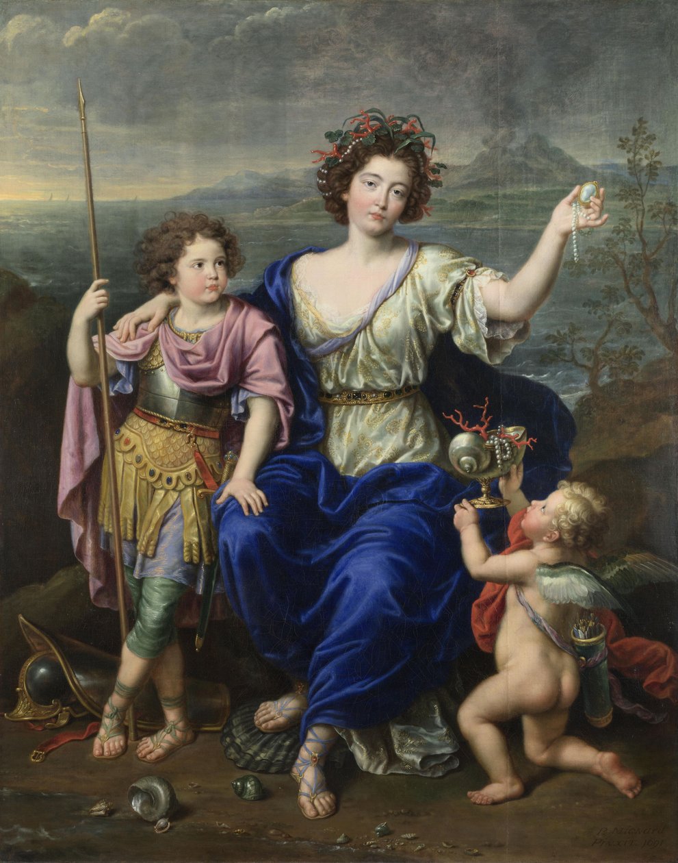 Markisen de Seignelay og to av hennes sønner av Pierre Mignard