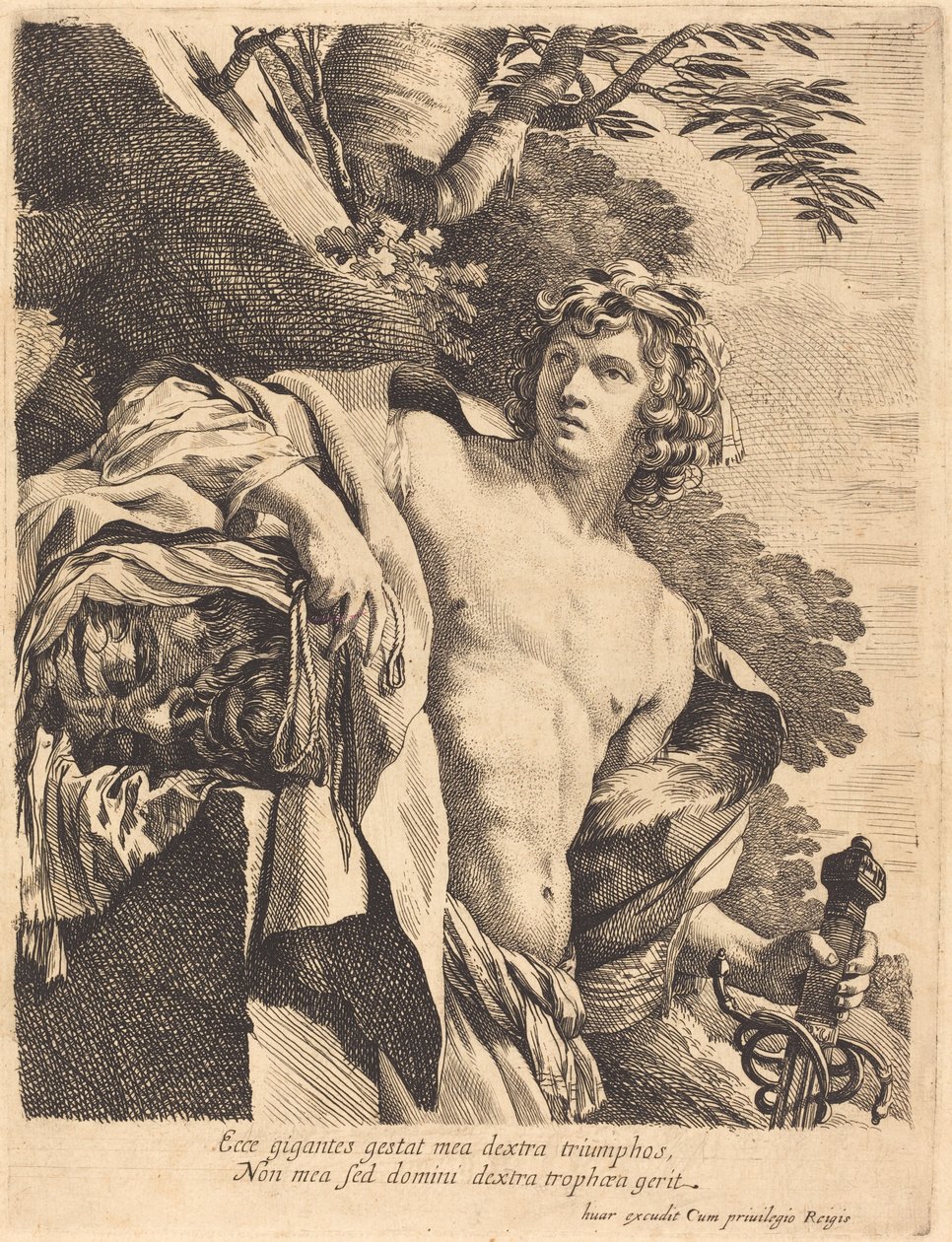 David med Goliats hode av Pierre Mignard I after Simon Vouet