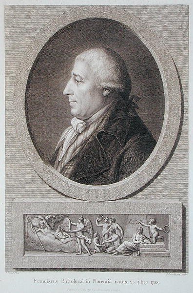 Portrett av Francesco Bartolozzi (1727-1815) gravert av Jacques Brouillard (1744-1806) (gravering) av Pierre Noel Violet