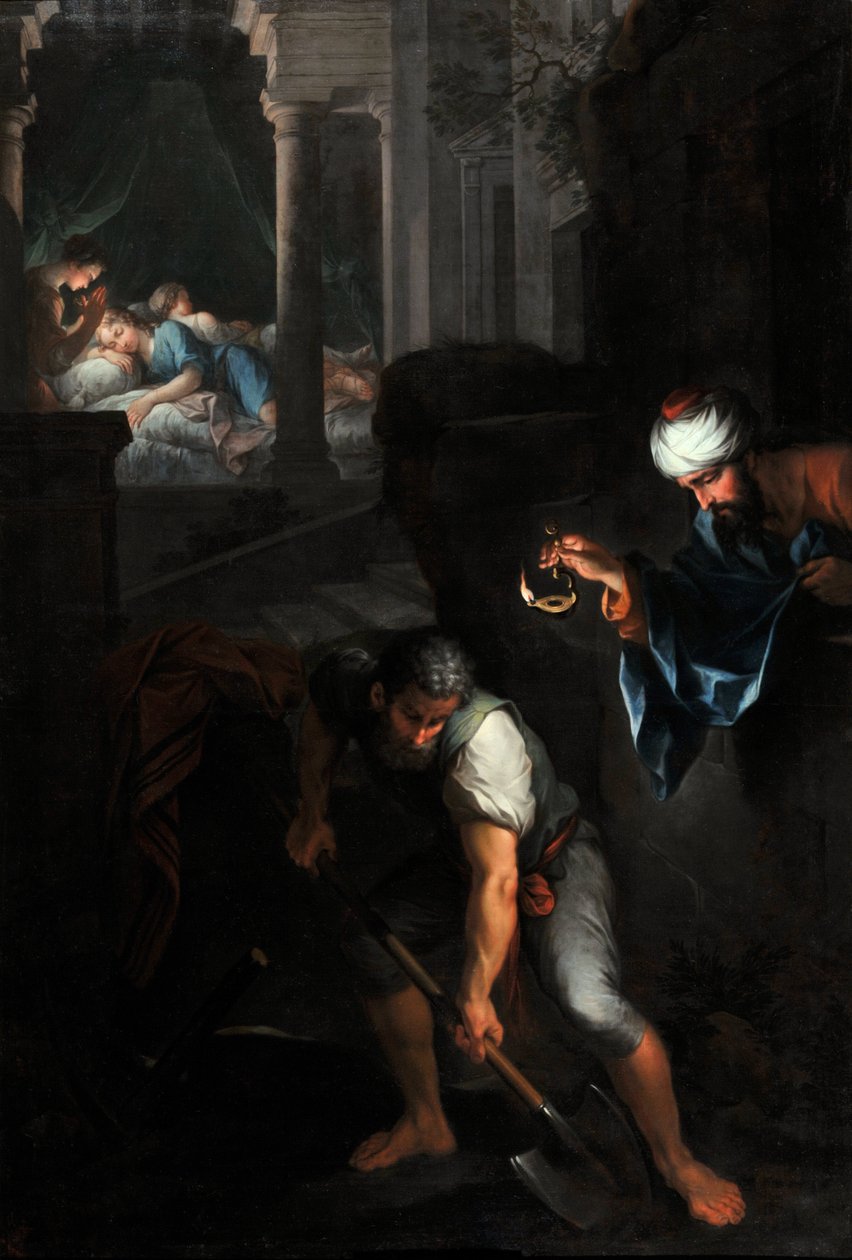 Raguel graver gropen sin (olje på lerret) av Pierre Parrocel