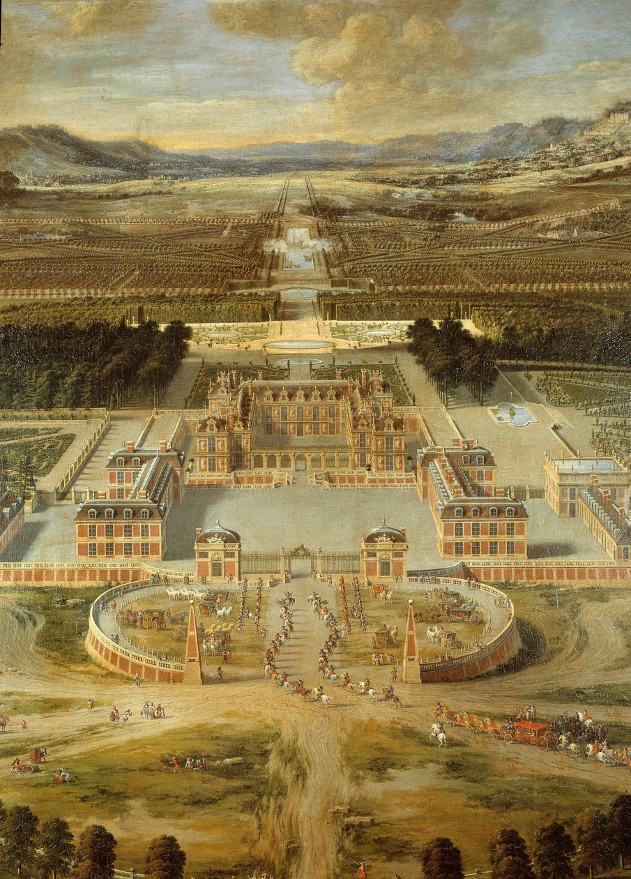 Utsikt over hagen til slottet i Versailles, tatt fra Avenue de Paris i 1668. Detalj. Maleri av faren Pierre Patel av Pierre Patel