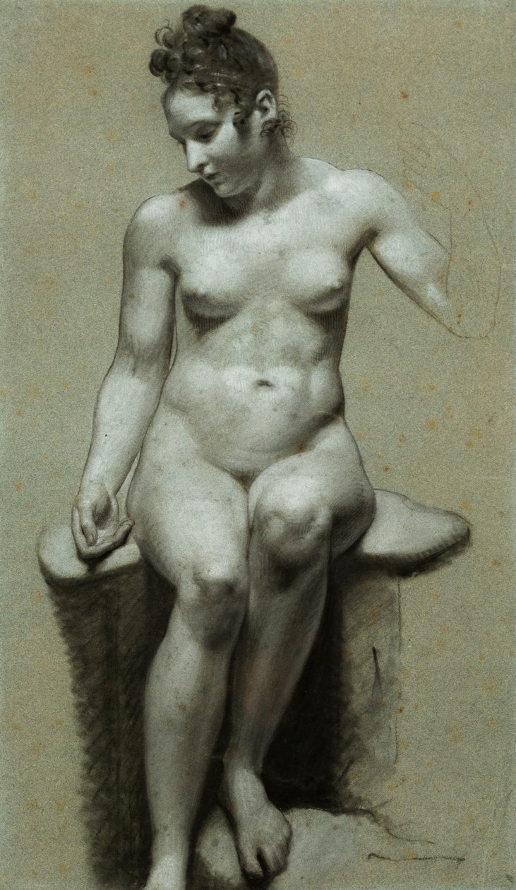 En sittende naken kvinne, av Pierre Paul Prudhon