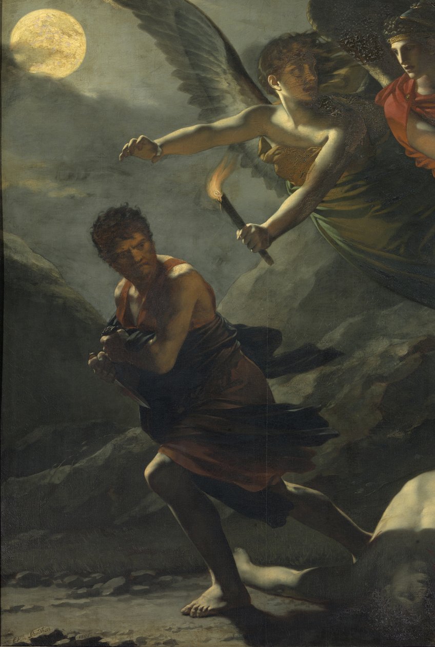 Detalj: Rettferdighet og guddommelig hevn forfølger kriminalitet av Pierre Paul Prudhon