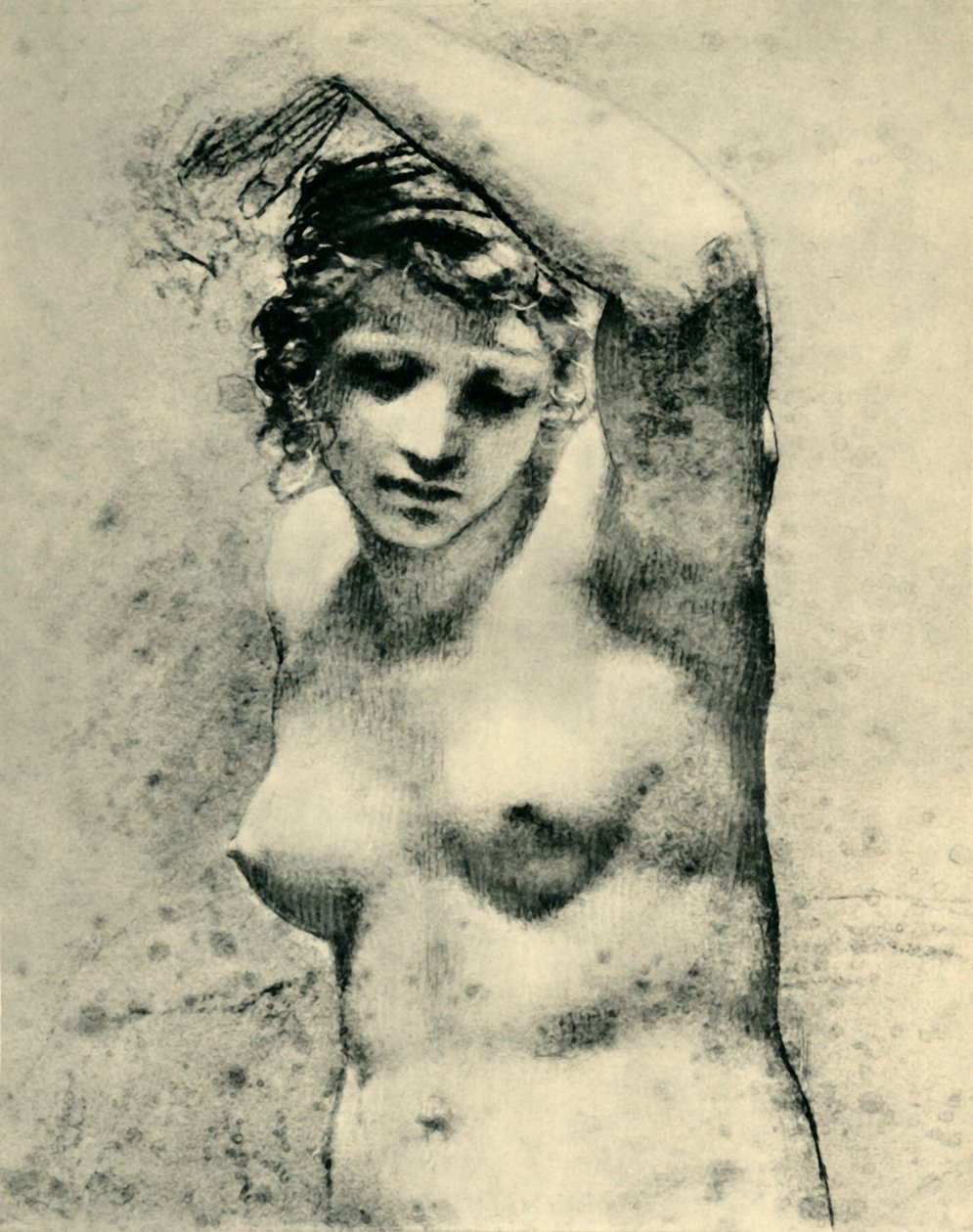 Kvinnelig naken løfter en arm, c1800, 