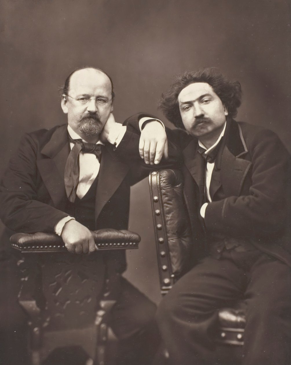 Émile Erckmann fransk forfatter, 1822-1899 og Alexandre Chatrian fransk forfatter, 1826-1890, ca. 1876 av Pierre Petit