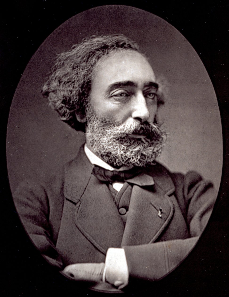Halvkort portrett av maleren Emile Levy (s/hvitt foto) av Pierre Petit