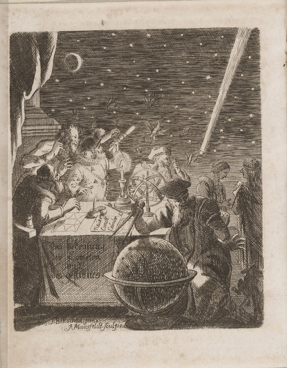 Observer himmelen i Galileos tidsalder Fra: Av betydning for kometene, 1681 av Pierre Petit
