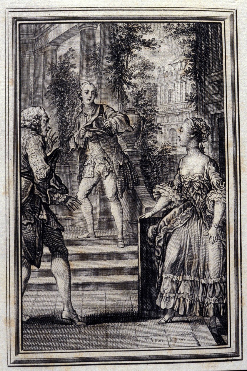 La Confidente sans savoir ou le Stratageme - i "" Fortellinger og noveller på vers"" av Jean La Fontaine. 1776. Illustrasjon av P.P. Choffard. av Pierre Philippe Choffard