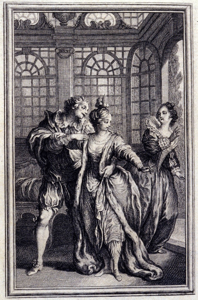 Forloveden til kongen av Garbe - i "" Fortellinger og nyheter i vers "" av Jean La Fontaine. 1776. Illustrasjon av P.P. Choffard. av Pierre Philippe Choffard