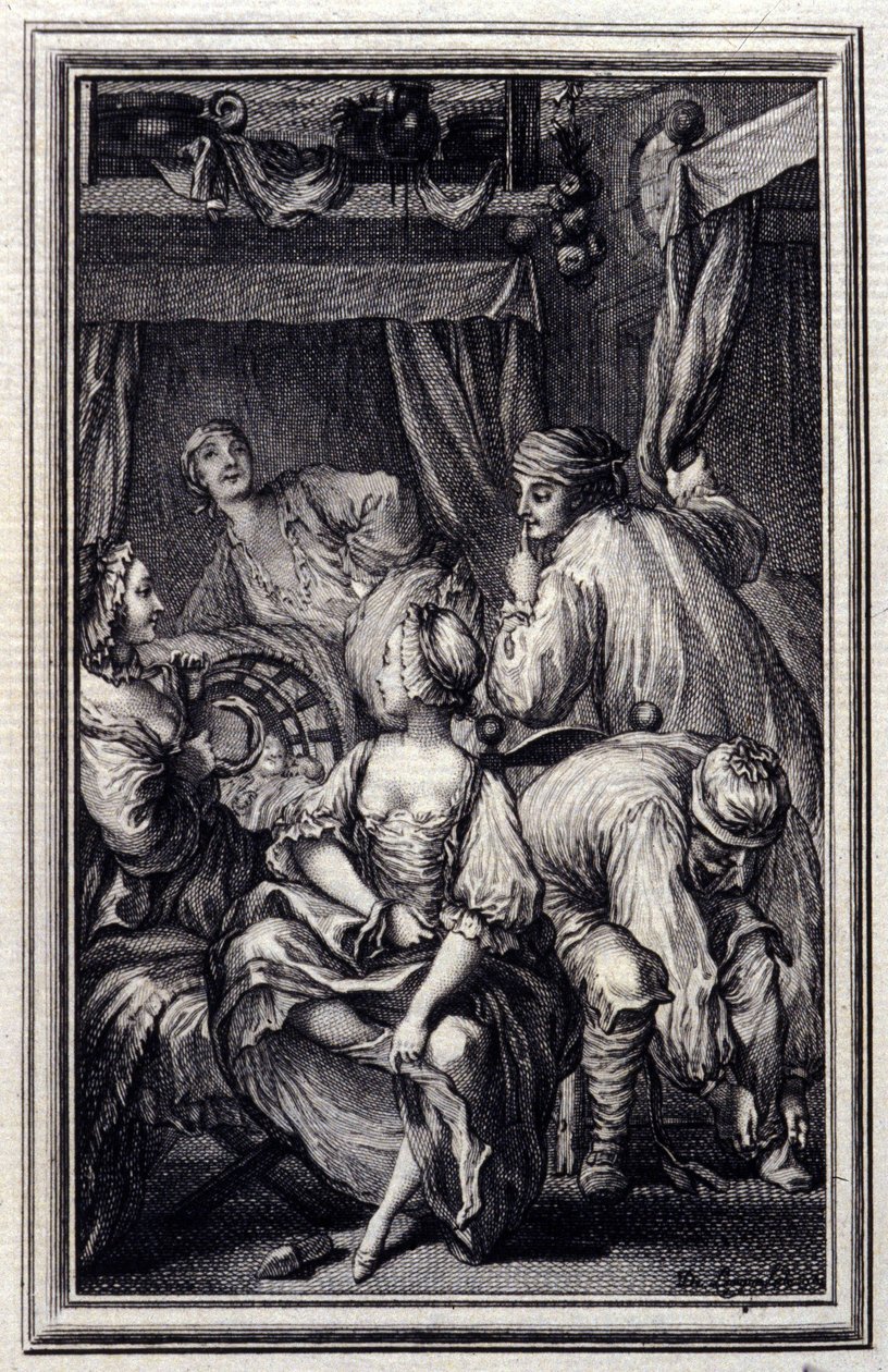 Le Cradle - i "" Fortellinger og noveller i vers "" av Jean La Fontaine. 1776. Illustrasjon av P.P. Choffard. av Pierre Philippe Choffard