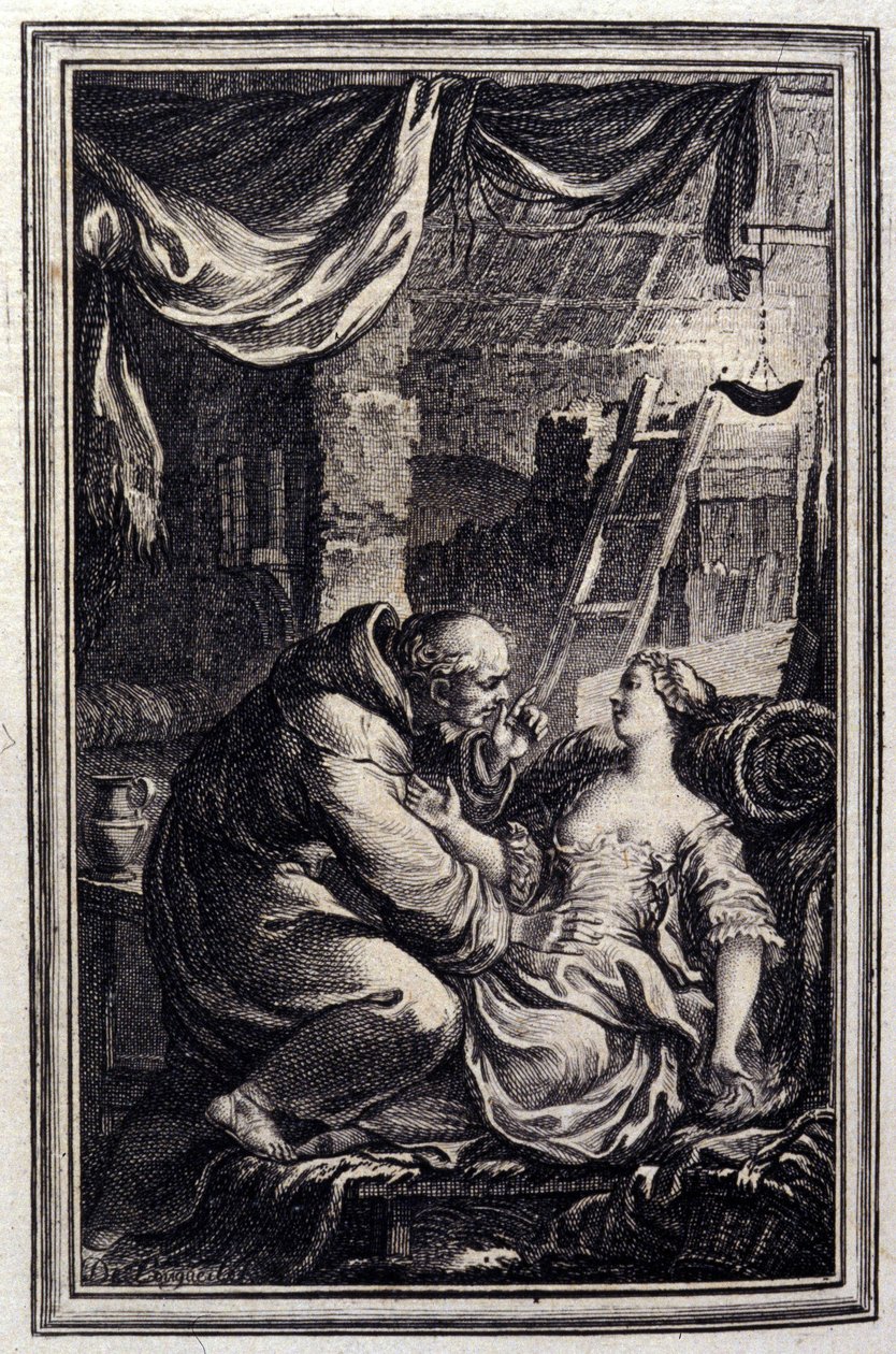 Djevelen i helvete - i "Fortellinger og noveller på vers" av Jean La Fontaine. 1776. Illustrasjon av P.P. Choffard. av Pierre Philippe Choffard