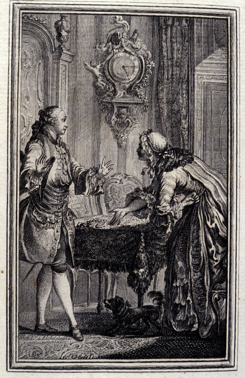 Le Gascon straffet - i "" Fortellinger og noveller i vers "" av Jean La Fontaine. 1776. Illustrasjon av P.P. Choffard. av Pierre Philippe Choffard