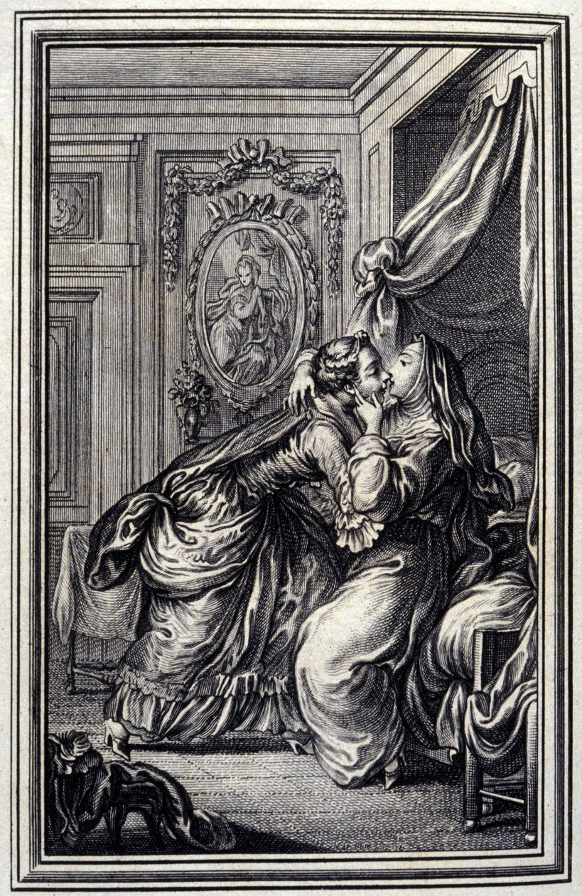 The Couturiere - i ""Fortellinger og noveller på vers"" av Jean La Fontaine. 1776. Illustrasjon av P.P. Choffard. av Pierre Philippe Choffard