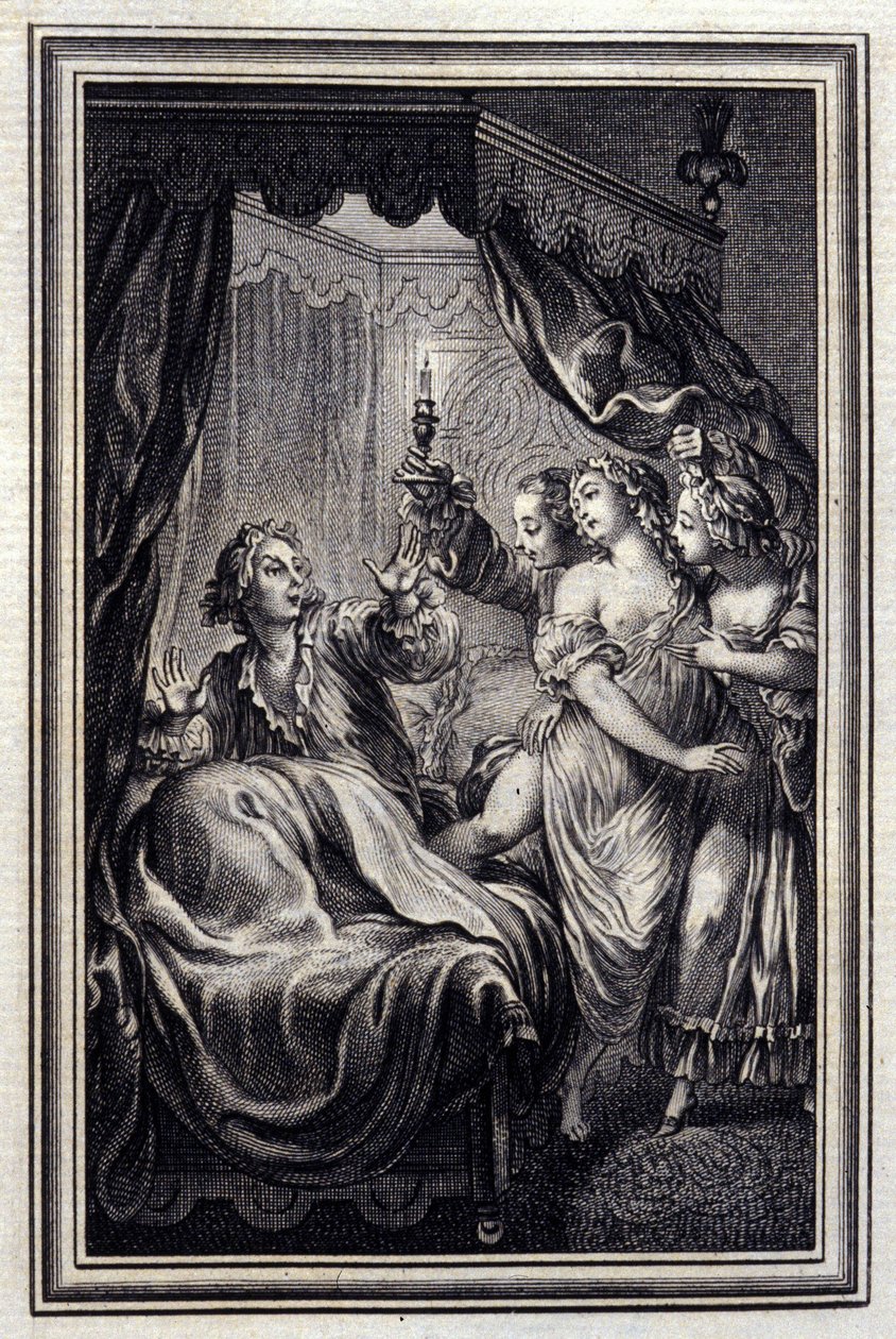 Vi legger aldri merke til alt - i «Tales et nouvelles en vers» av Jean La Fontaine. 1776. Illustrasjon av P.P. Choffard. av Pierre Philippe Choffard