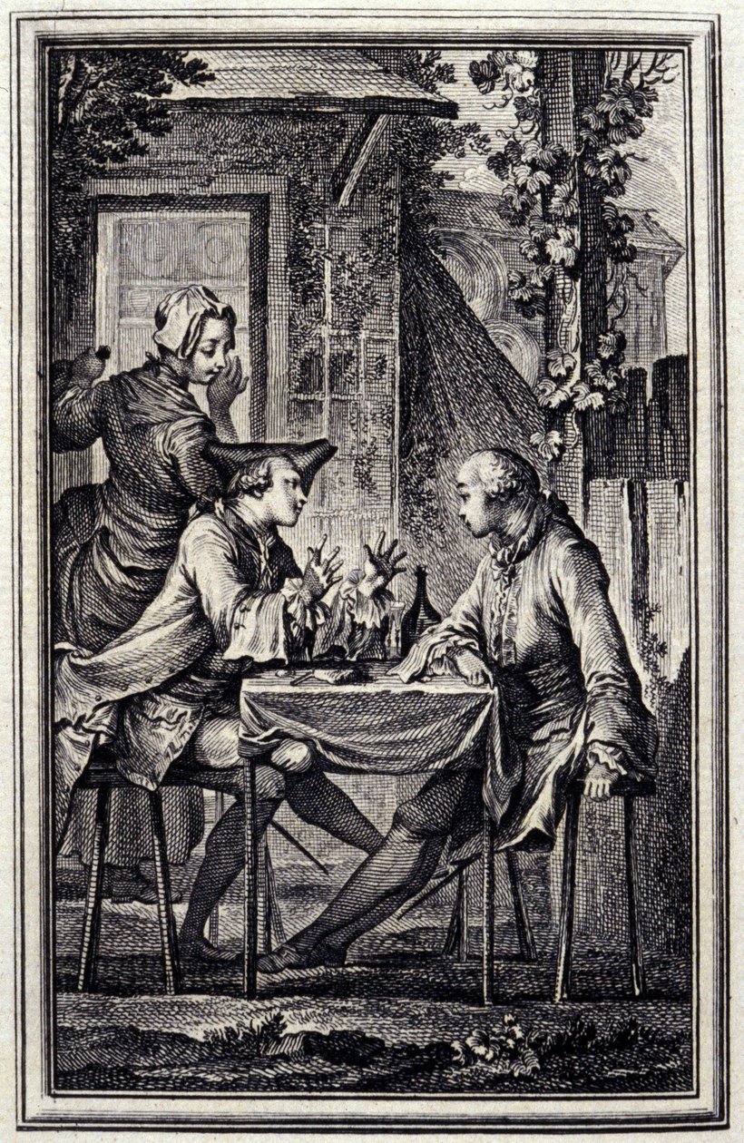 øremakeren eller blåskjell raccomoder. I "" Tales et nouvelles en vers"" av Jean de La Fontaine, Amsterdam 1776. illustrert av P.P.Choffard. av Pierre Philippe Choffard