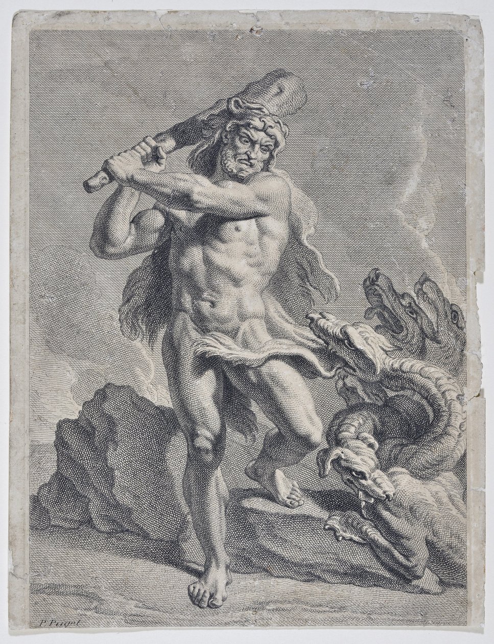 Hercules kjemper mot Lernaean Hydra (tegning) av Pierre Puget