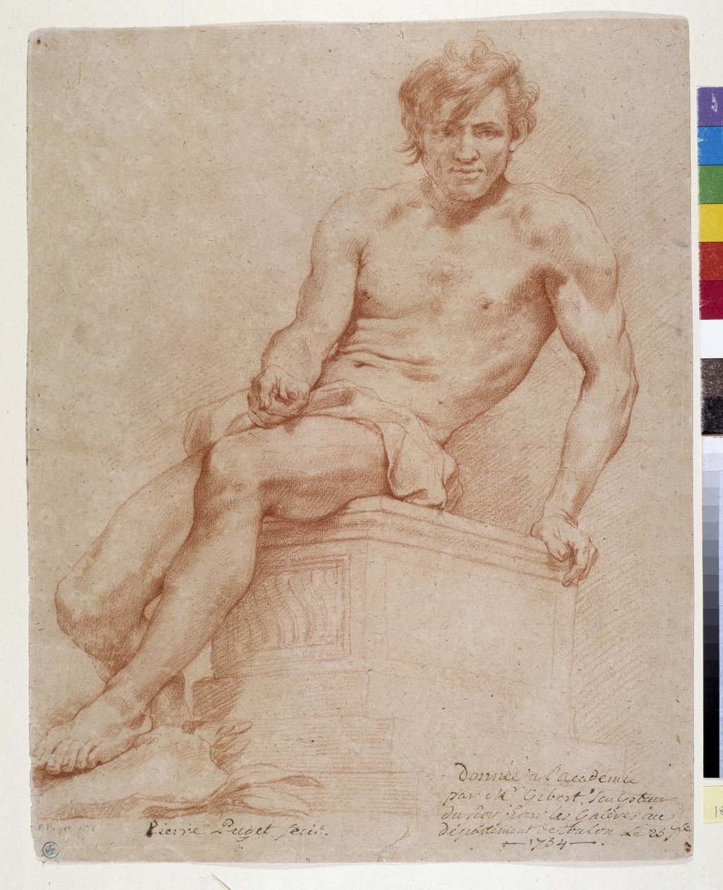 Sittende mann (sanguinsk) av Pierre Puget