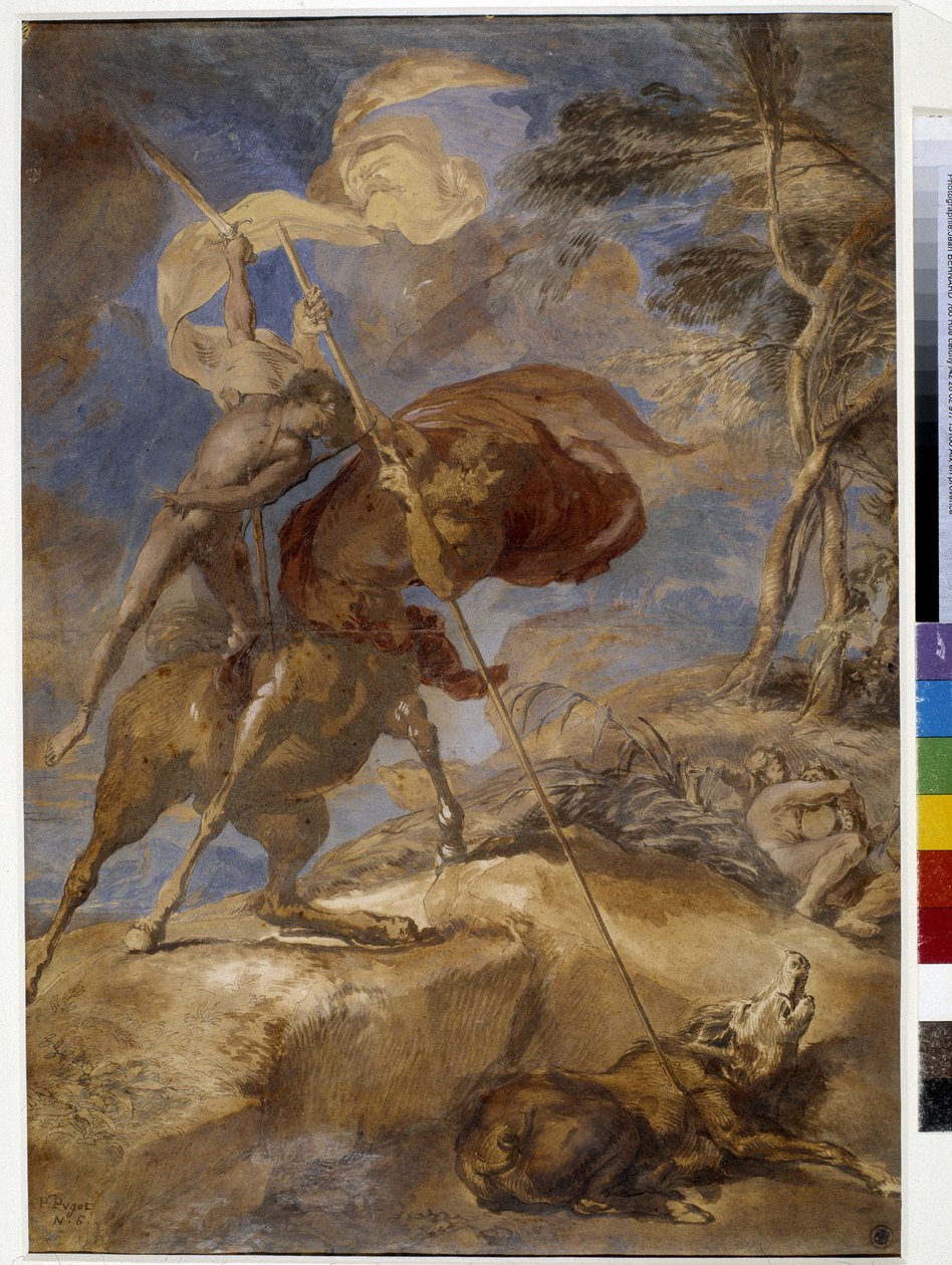 Skisse av "" Achilles Education av Centaur Chiron" av Pierre Puget