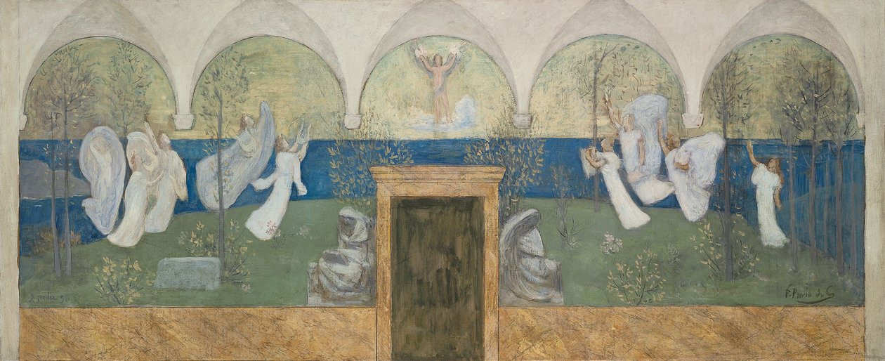 Et forberedende maleri til The inspiring Muses hyller Genius, Messenger of Light, 1895 av Pierre Puvis de Chavannes