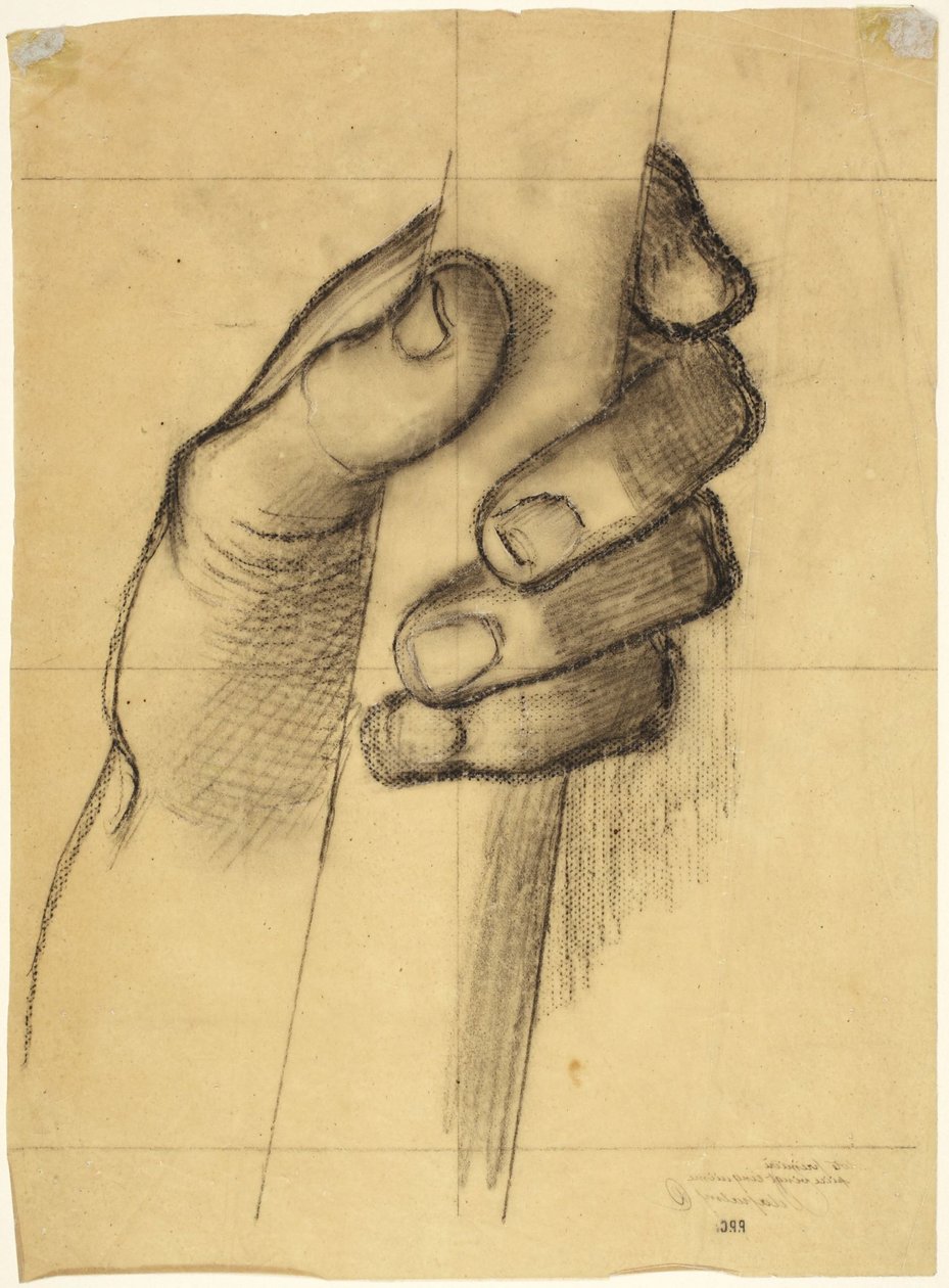 Tegning av en hånd som holder en stang av Pierre Puvis de Chavannes