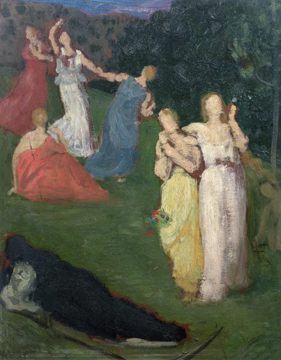 Death and the Maidens (olje på kvernbrett) av Pierre Puvis de Chavannes