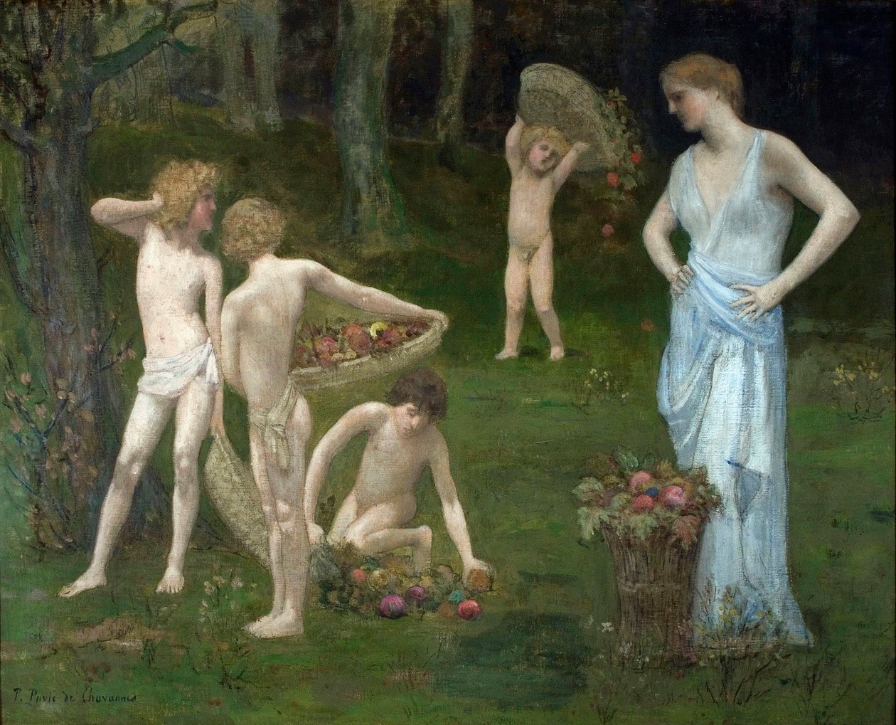 Children in an Orchard - Puvis de Chavannes, Pierre Cecil (1824-1898) Children in an Orchard - Olje på lerret ca. 1886-1888 City College of New York av Pierre Puvis de Chavannes