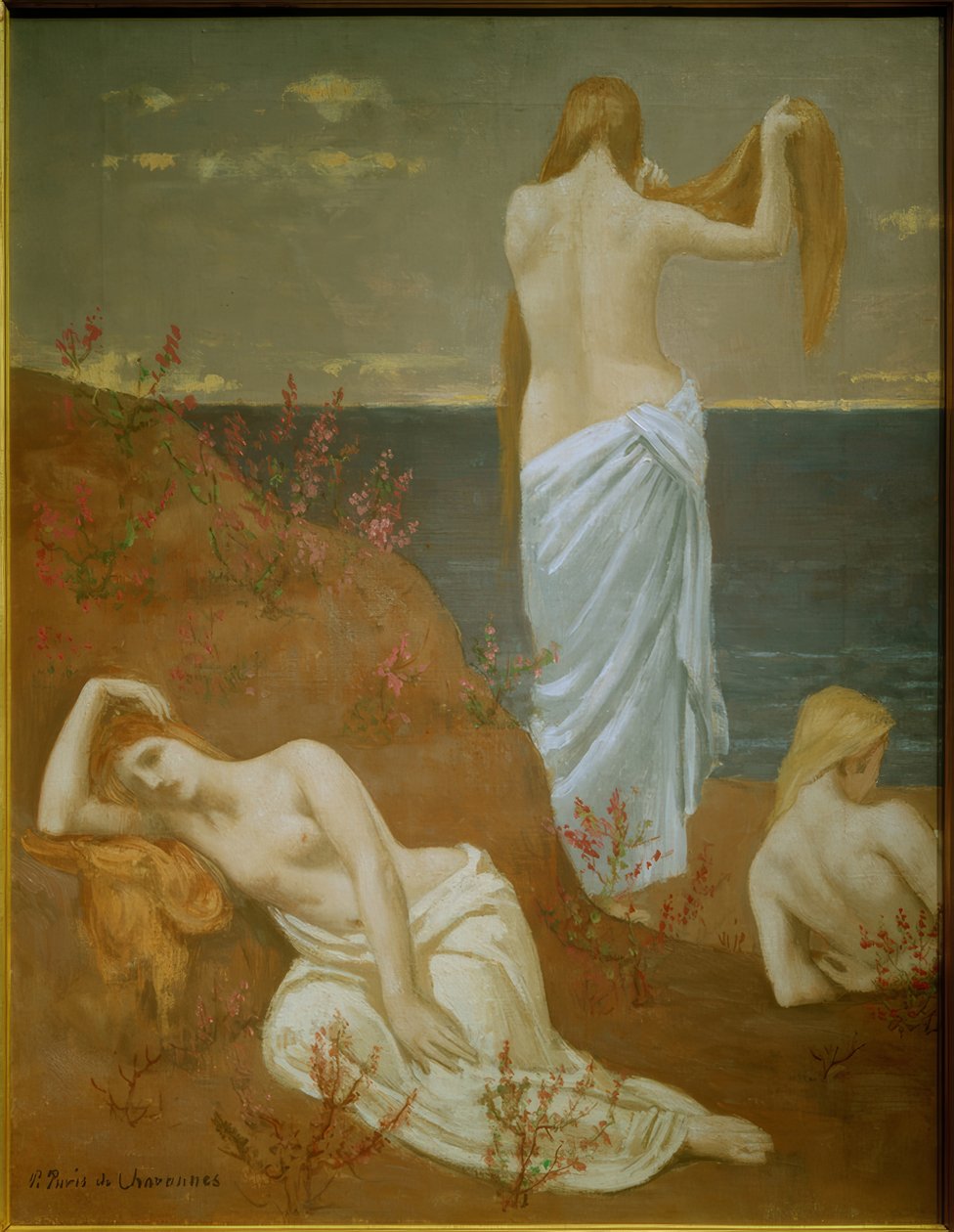 Unge kvinner ved sjøen av Pierre Puvis de Chavannes