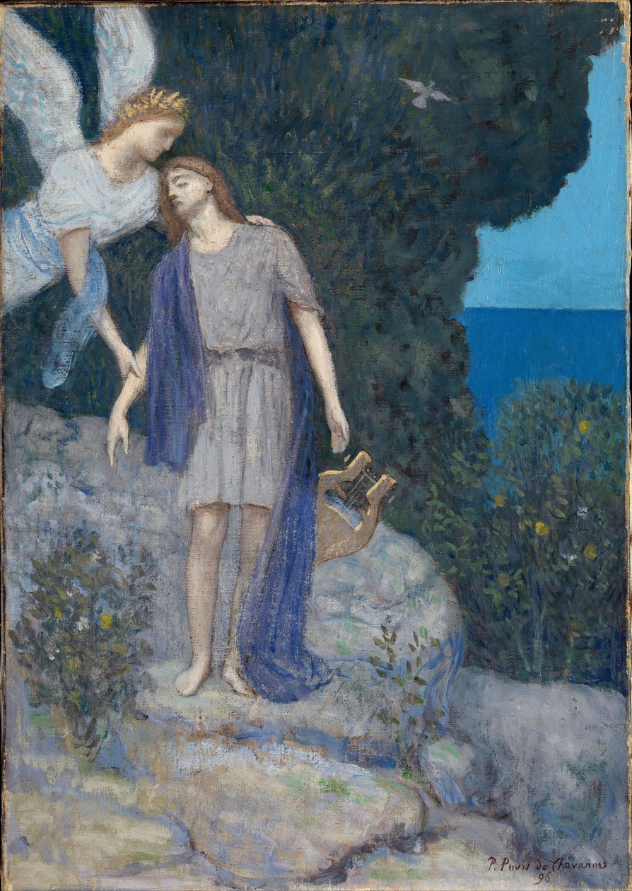 ""Poeten og hans muse"" Maleri av Pierre Puvis de Chavannes (1824-1898) 1896 Nasjonalmuseet for kunst, Oslo Norge av Pierre Puvis de Chavannes