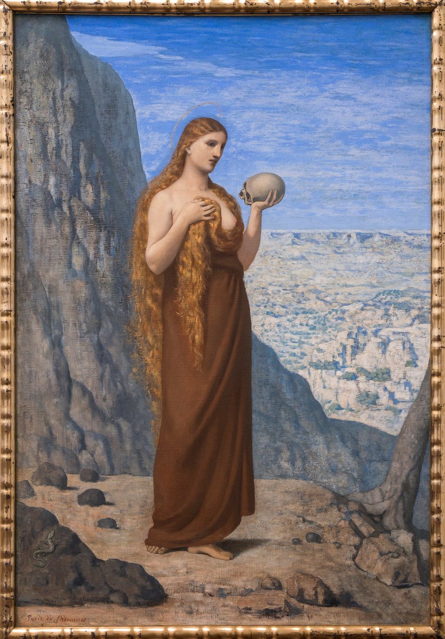 Maria Magdalena i ørkenen - av Pierre Puvis de Chavannes (1824-1898) - 1869 - Maria Magdalena i ørkenen - 36,8 x 48 cm - Museum i Frankfurt | Stadel museum av Pierre Puvis de Chavannes