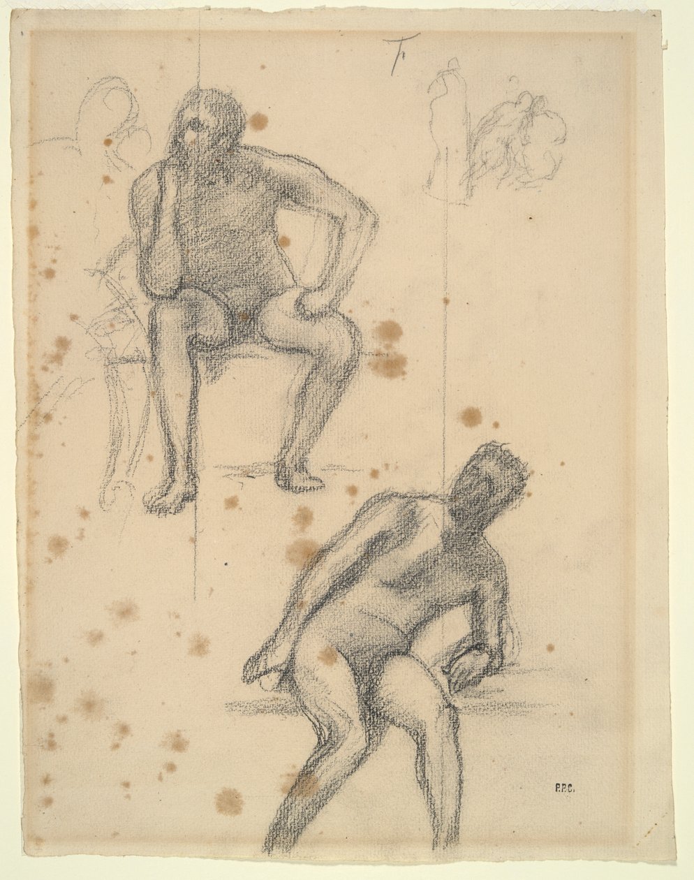 Ark med figurstudier av Pierre Puvis de Chavannes