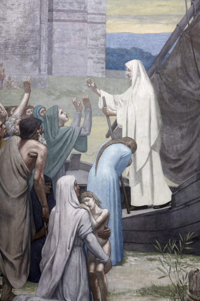 St. Genevieve bringer forsyninger til byen Paris etter beleiringen av Pierre Puvis de Chavannes