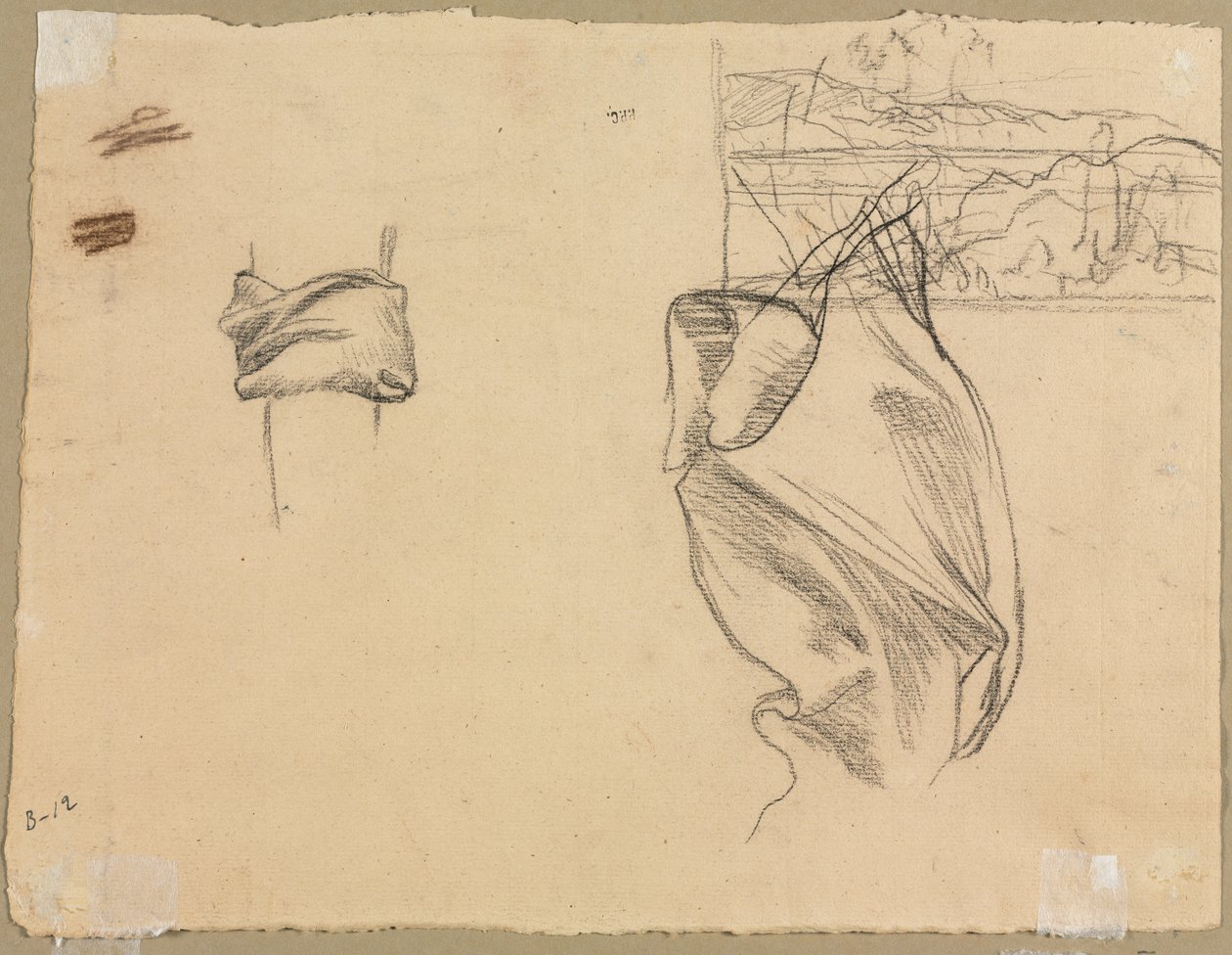 Studier av draperi og studier av et landskap verso, 1800-tallet. av Pierre Puvis de Chavannes