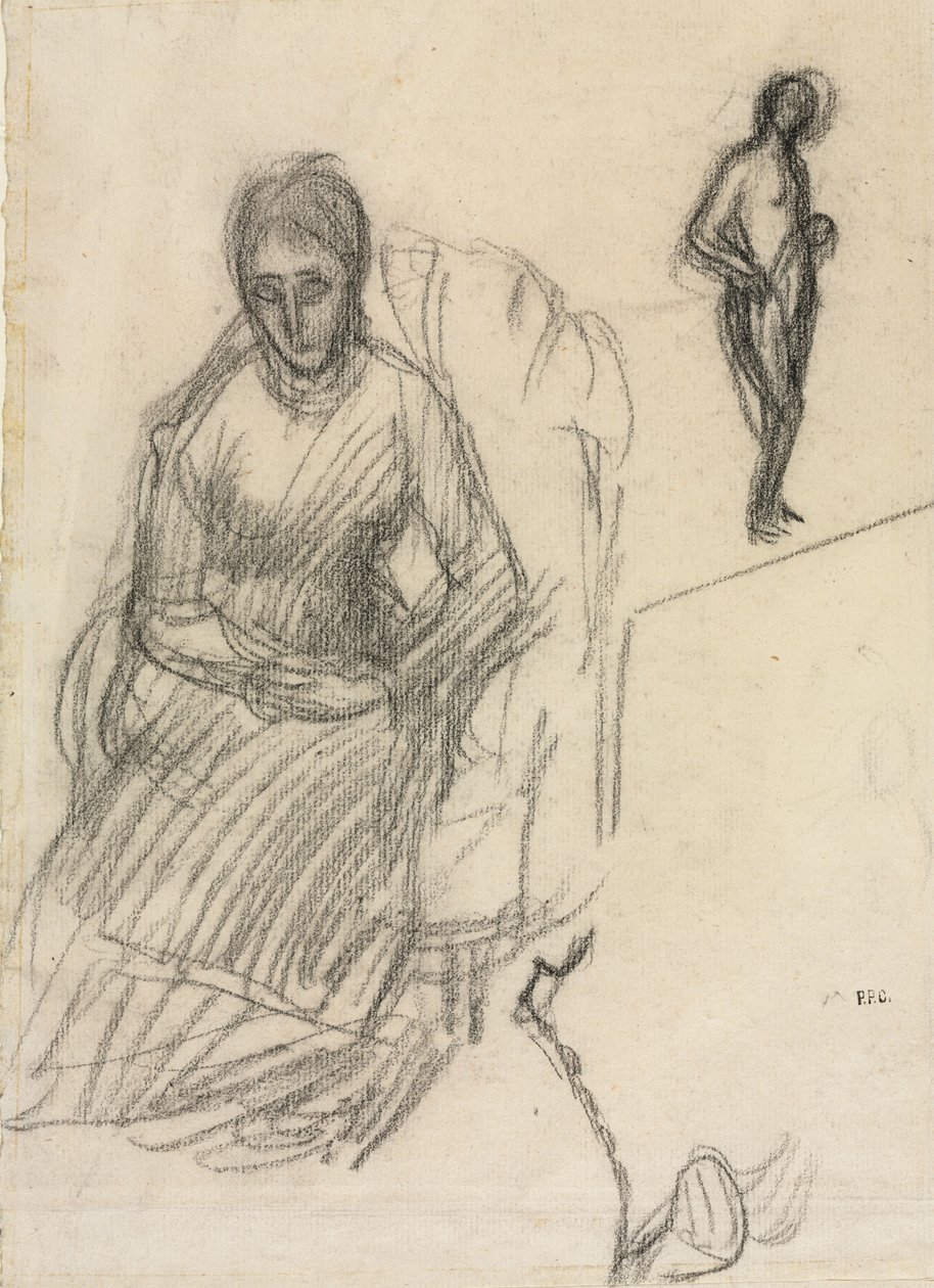 Studie av Madame Marie Cantacuzène, Studie av stående kvinnelig naken, ca. 1883. av Pierre Puvis de Chavannes